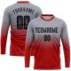 Benutzerdefinierte grau schwarz-rot Sublimation Langarm Fade Fashion Fußball Uniform Jersey Benutzerdefinierte grau schwarz-rot Sublimation Langarm Fade Fashion Fußball Uniform Jersey