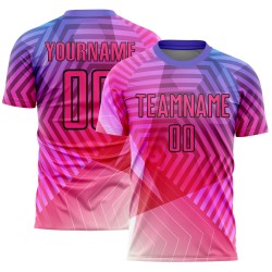 Benutzerdefinierte Lila Rosa-Schwarz Geometrische Formen Sublimation Fußball Uniform Trikot