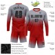 Benutzerdefinierte grau schwarz-rot Sublimation Langarm Fade Fashion Fußball Uniform Jersey Benutzerdefinierte grau schwarz-rot Sublimation Langarm Fade Fashion Fußball Uniform Jersey