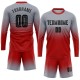 Benutzerdefinierte grau schwarz-rot Sublimation Langarm Fade Fashion Fußball Uniform Jersey Benutzerdefinierte grau schwarz-rot Sublimation Langarm Fade Fashion Fußball Uniform Jersey