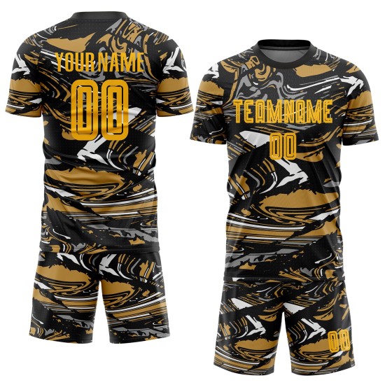 Benutzerdefinierte Figur Gold-Altgold Sublimation Fußball Uniform Trikot Benutzerdefinierte Figur Gold-Altgold Sublimation Fußball Uniform Trikot